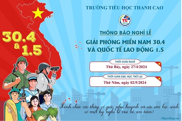 Thông báo nghỉ lễ 30/4 - 01/5 năm 2024